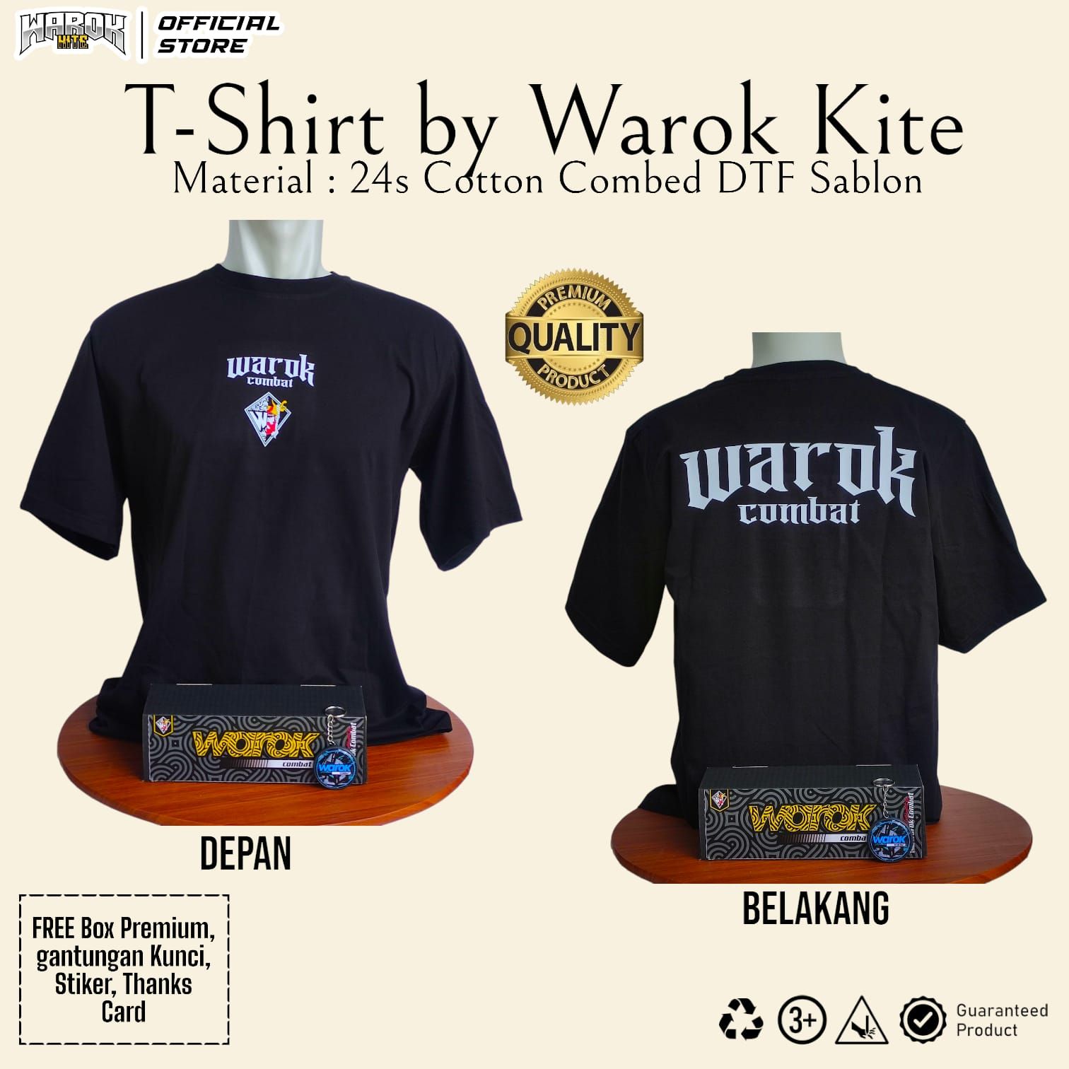 Kaos Eksklusif  Original WAROK COMBAT V3 Cotton Combed Sablon DTF Premium
