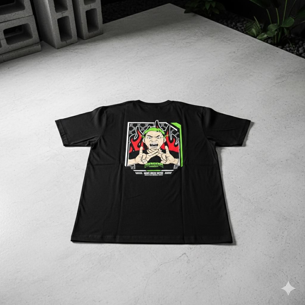 Kaos Eksklusif  Original Warok UDHIX GREEN ONFIRE Cotton Combed Sablon DTF Premium