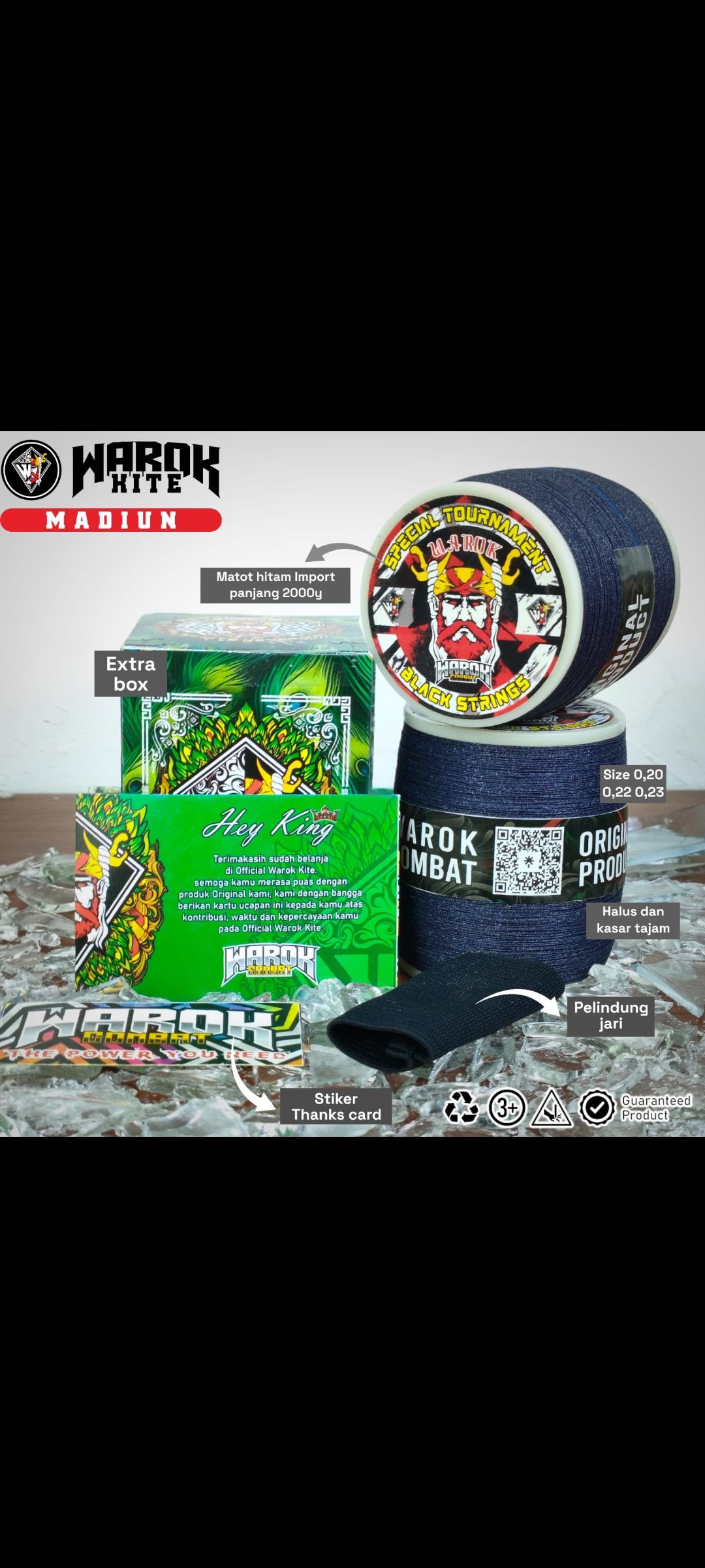 Gelasan Warok BlackStrings Super Tajam Bahan Matot Hitam import 1600Yard Size 0,22 Tekstur Sasak Padi